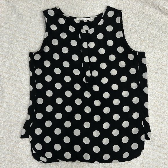 Violet & Claire Polka Dots Size M Tank Top Polka Dots Black Dotted - Picture 8 of 8